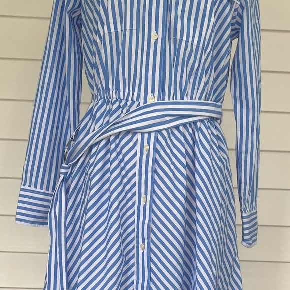 Free Assembly Women’s Stripped Blue and White Belted Midi Dress size S NWT - Picture 3 of 7